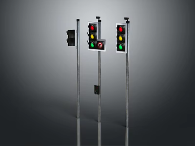 Modern Floor Lamps With Traffic Light Inspired Design And Metal Poles 3d model
