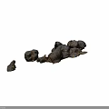 Natural Black Irregular Rock Clusters With Rough Surface And Earthy Texture