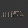 Various Sizes Brick Columns With Arched Structures And Stone Blocks