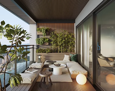 Modern Balcony Garden 3d model