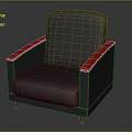 Stylish Modern Gray Fabric Single Sofa with Red Armrests and Legs Design