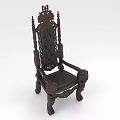 Ornate Dark Wood Armchair With Intricate Carved Details And Upholstered Seat