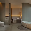 Modern SPA Bathroom With Freestanding Bathtub And Toilet