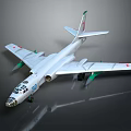 White Body Aircraft Model With Green Engines Tail Number 62 On Shiny Black Surface