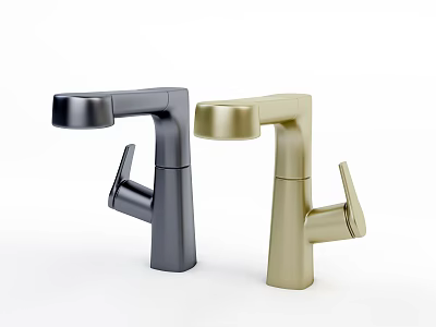 Modern Black and Gold Kitchen Faucets with Sleek Contemporary Design Features 3d model