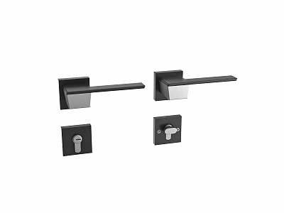 Sleek Black Metal Door Handles With Long Bar Design And Lock Plates For Interior Doors 3d model
