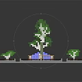 Detailed Miniature Natural Garden With Green Lawn Tall Tree Blue Water Feature And Pathways