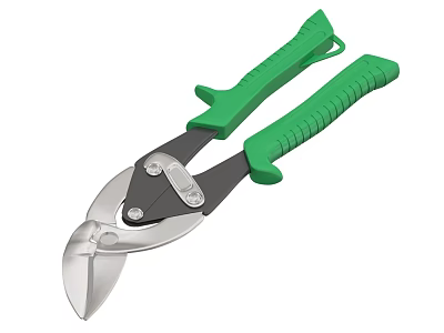 Durable Heavy Duty Metal Shears With Green Ergonomic Handle For Cutting Tasks 3d model