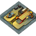 Modern Conveyor Isometric Mechanical Robot Assembling Conveyor 3d model