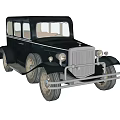 Vintage Black Classic Car With Chrome Grille Round Headlights And Spoke Wheels