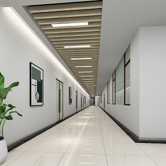 modern aisle office aisle 3d model