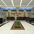 Modern Spacious Service Hall Featuring Service Counters Waiting Seats And Bright Lighting 3d model
