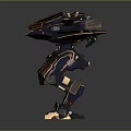 Robot Beast Mechanical Creature With Black Gold Ornate Armor Clawed Feet And Horned Head