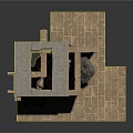 Modern Construction Pit With Brick Walls And Scattered Stone Debris 3d model