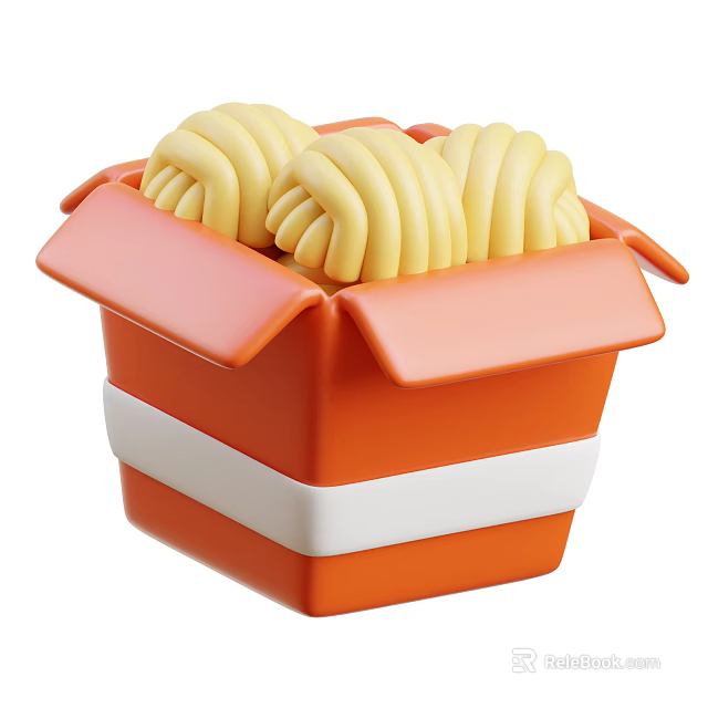 Fresh Yellow Twisted Bread Rolls in Open Orange Box Container 3d model 