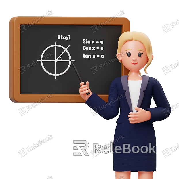 Teacher teacher cartoon teacher cartoon teacher woman cartoon blackboard arithmetic problem calculation problem math teacher model