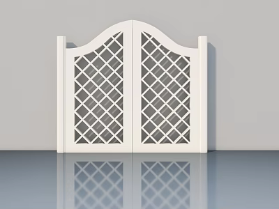 White Double Swing Door with Diamond Lattice Design for Modern Home Interior 3d model