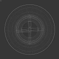 Round Dark Dining Table With Central Black Circle And Geometric Metal Legs