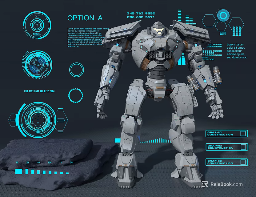 Futuristic Smart Machine With Advanced Tech Interface Blue Circular Charts And Data Displays 3d model
