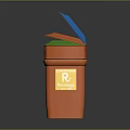 Colorful Household Trash Bins For Waste Sorting With Green Blue Orange Lids