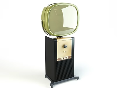 Vintage Green Frame Console Television With Black And Gold Body 3d model