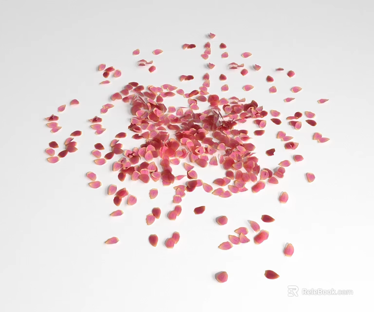 Beautiful Pink Petals Ground Cover Scattered On White Background Surface 3d model 