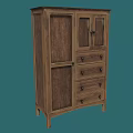 Classic Wooden Wardrobe with Double Doors and Multiple Drawers Design