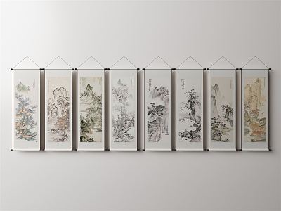 New Chinese Landscape Painting Wall Decoration Hanging Painting 3d model