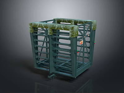 Animal Cage With Green Metal Frame And Moss Covered Top And Sides Design 3d model