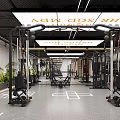 Spacious Modern Gym Interior Design With Professional Fitness Training Equipment And Natural Green Decorations