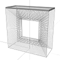 Modern Geometric Wire Frame Sculpture With Radial Lines And Square Structure