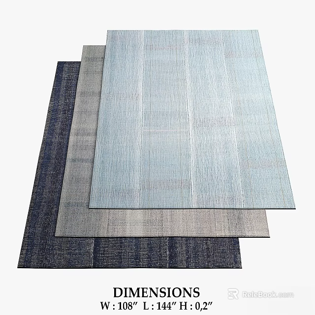 Stylish Square Rugs With Blue Gray And Dark Textured Patterns For Modern Home Decor 3d model 