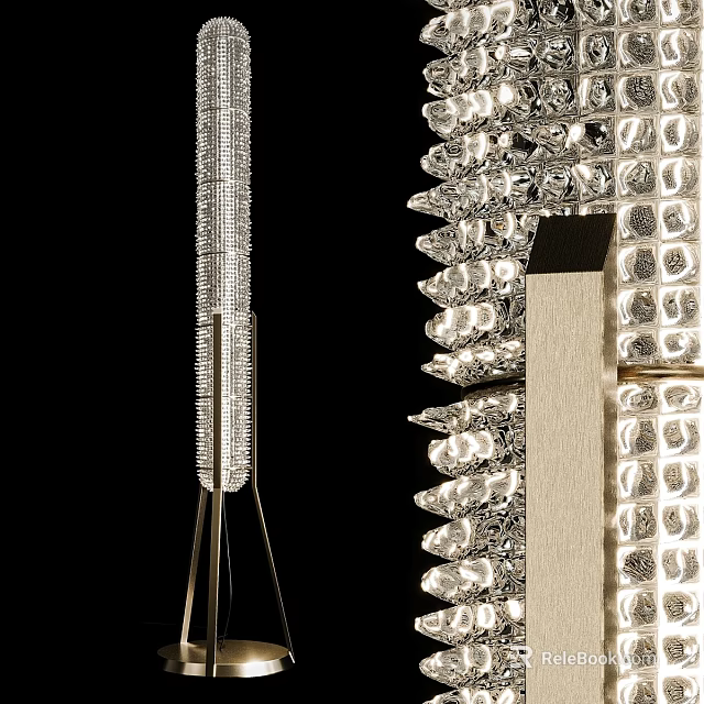 Elegant Modern Floor Lamp With Crystal Accents And Gold Metal Stand Design 3d model 