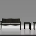 Dark Brown Woven Outdoor Chairs With Modern Minimalist Design And Matching Bench Small Tables