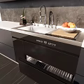 Modern Stainless Steel Kitchen Sink With Sleek Countertop Faucet And Cabinets