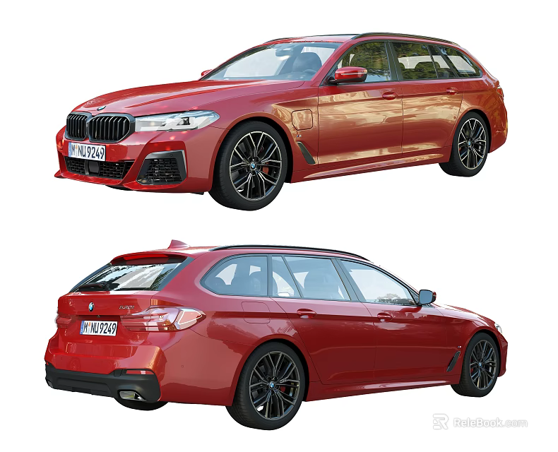 Red Station Wagon With Sleek Modern Exterior And Black Alloy Wheels 3d model 