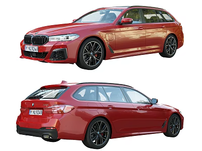 Red Station Wagon With Sleek Modern Exterior And Black Alloy Wheels 3d model