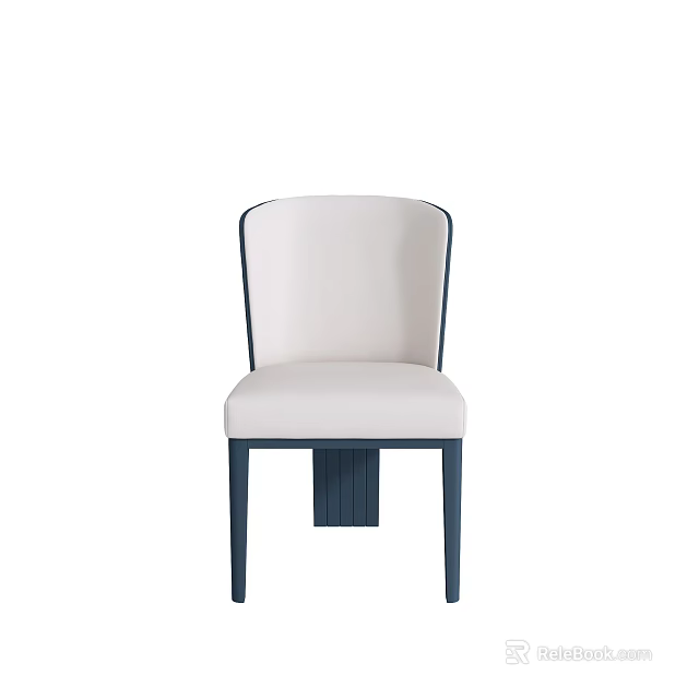 Elegant Modern Dining Chair With Upholstered White Seat And Curved Dark Frame 3d model 