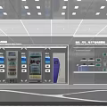 Modern Exhibition Hall Interior With Digital Screens Display Cabinets And Visitors