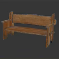 Outdoor Wooden Bench with Armrests Solid Wood Natural Style Garden Patio Furniture