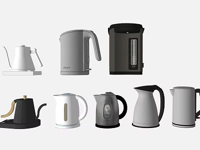 Various Modern Electric Kettles in Different Colors as Essential Daily Home Appliances 3d model
