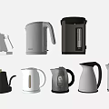 Various Modern Electric Kettles in Different Colors as Essential Daily Home Appliances