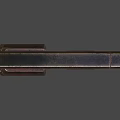 Classic Industrial Design Metal Pistol With Brown Striped Grip And Metallic Body Finish