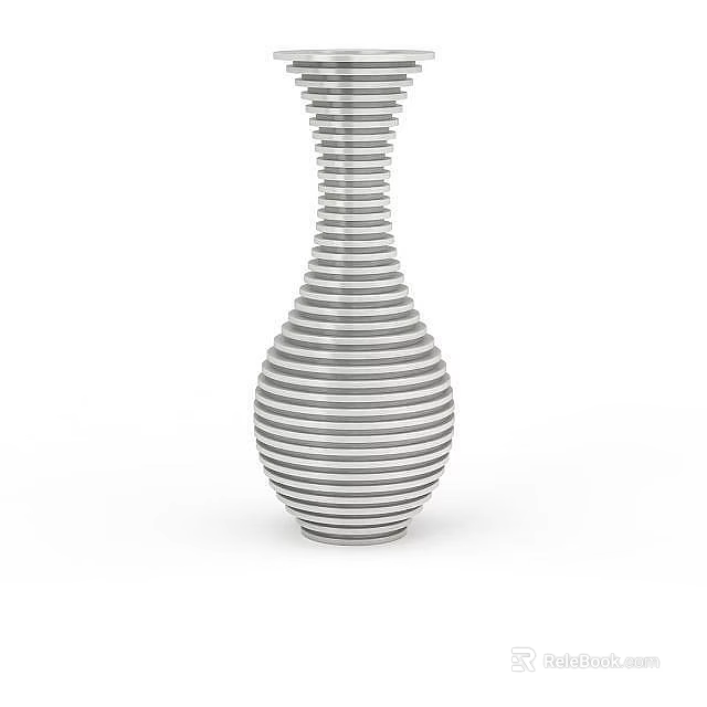 Modern Office Interior Design With White And Gray Striped Vase Decor 3d model