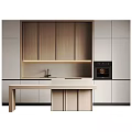 Modern Kitchen Interior With Light Wood Cabinets White Island Counter Sink Faucet And Built in Oven