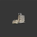 Ancient Stone Ruins Model with Historical Structure and Green Base
