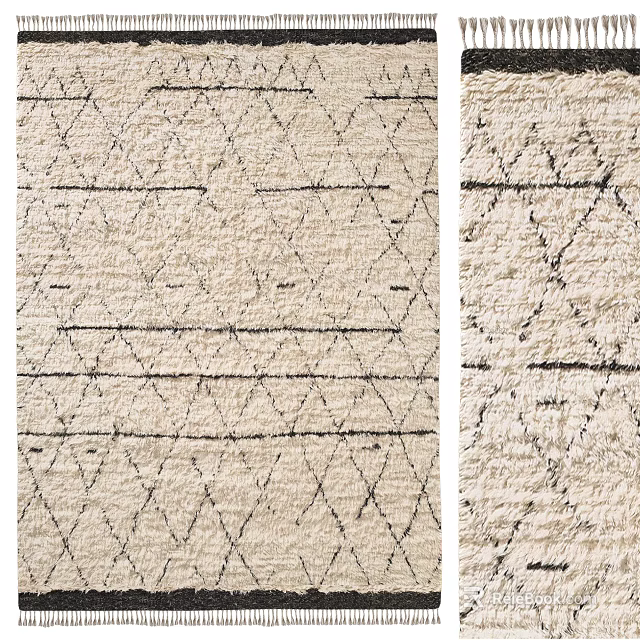 Textured Square Rug With Geometric Line Patterns In Neutral Tones 3d model