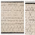 Textured Square Rug With Geometric Line Patterns In Neutral Tones 3d model