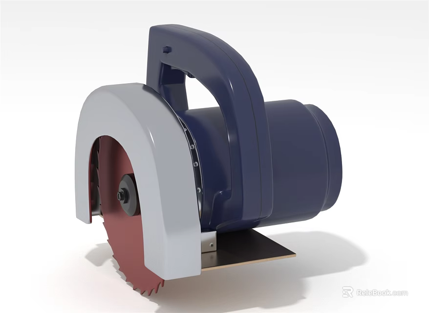 Handheld Power Cutter With Blue White Body And Red Circular Blade 3d model 