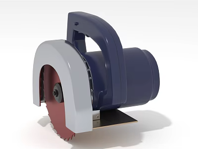 Handheld Power Cutter With Blue White Body And Red Circular Blade 3d model
